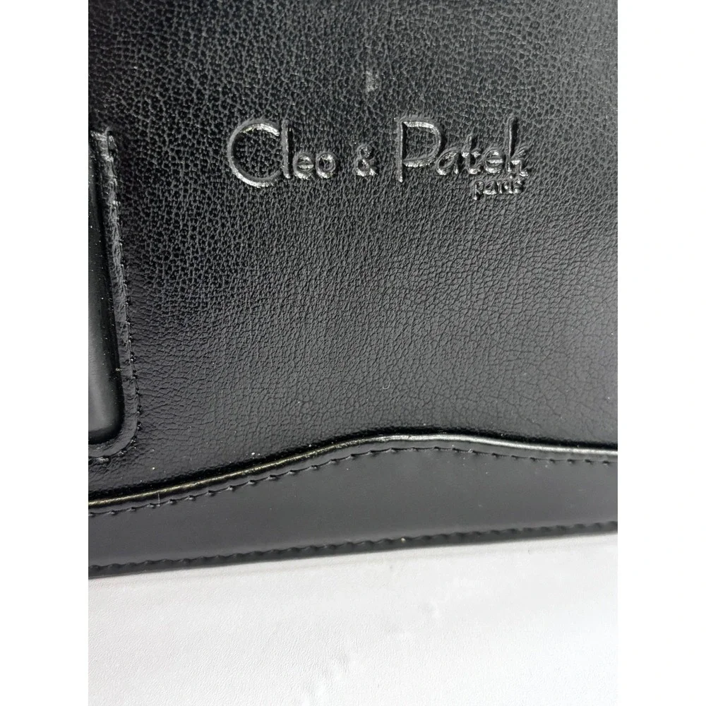 Cleo & Patek‎ Paris Black Leather Half Moon Dome Top Handle Handbag Bag